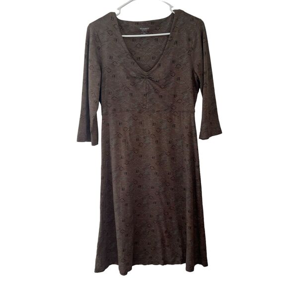 Toad & Co Rosalinda Dress- Falcon Brown‎ Tribal Print - Organic Cotton Size M - Picture 1 of 5